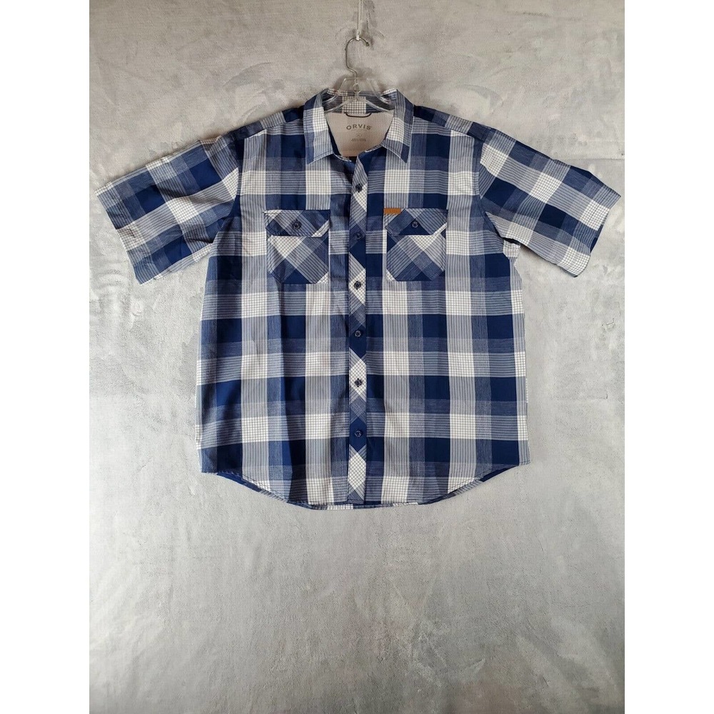 Orvis Hiking Shirt Mens Short Sleeve Plaid XL Multicolor Outdoor Blue
